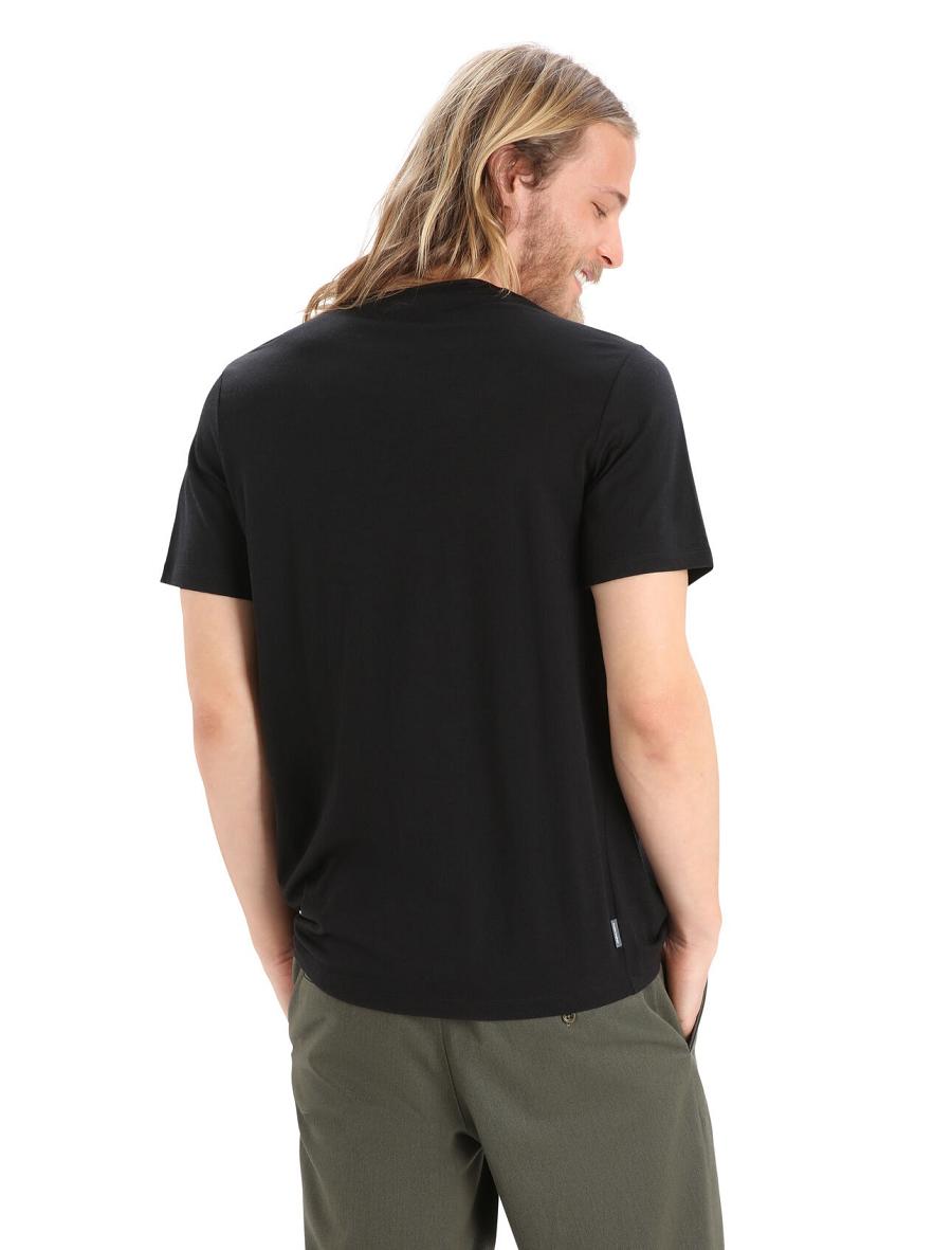 Black Icebreaker Merino Tech Lite II Short Sleeve Remarkable Range Men's T Shirts | AU 1208RVDW